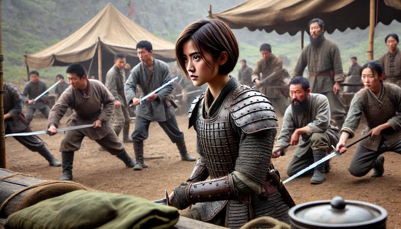 Mulan disfarcada de soldado